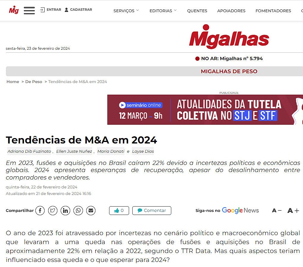 Tendncias de M&A em 2024
